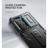 For Samsung Galaxy S24 Ultra Case With Builtin Slide Camera Cover & Screen Protector & Kickstand, Shockproof Rugged Case Fullbody Bumper Protective Cover For Galaxy S24 Ultra (2024),Black