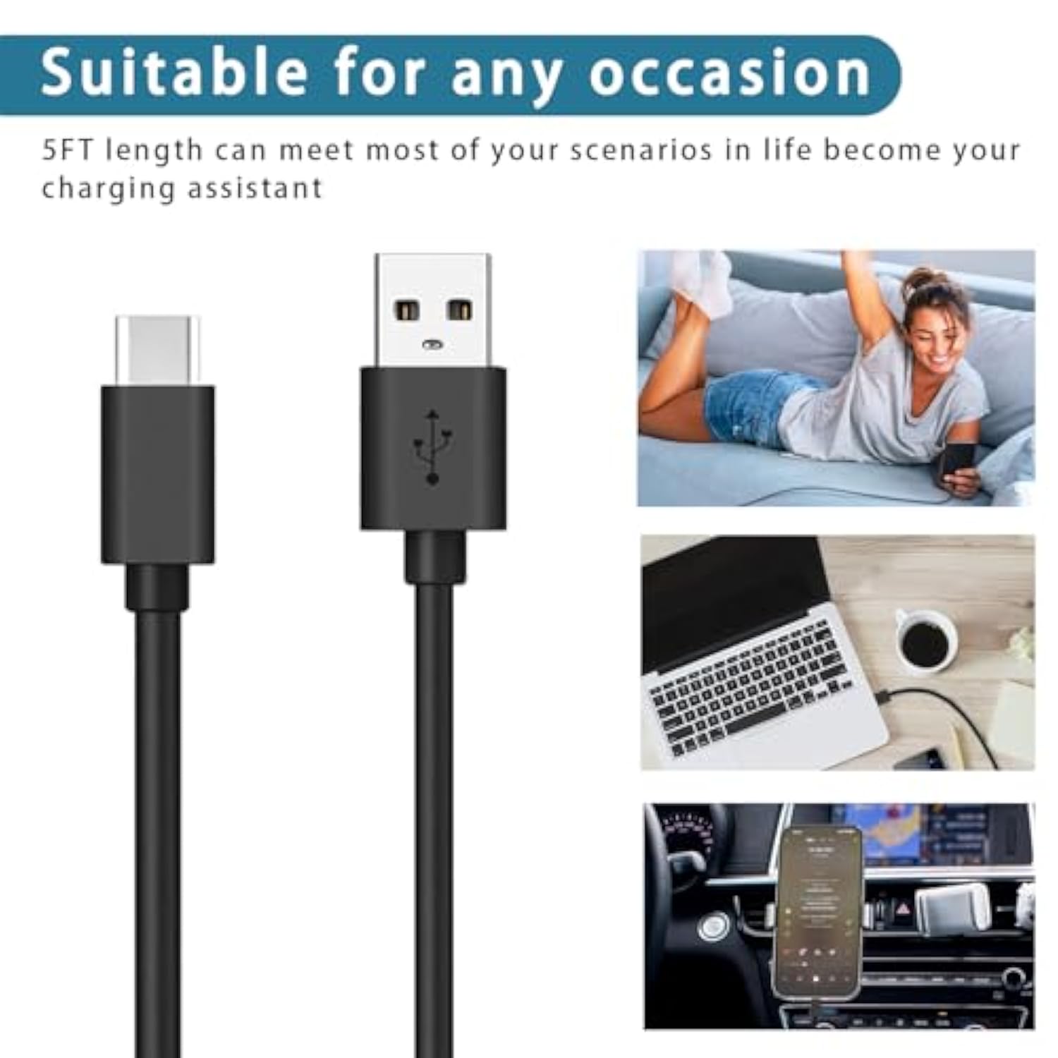 Charger For Remarkable Pro 2/Paper Pro Tablet, Nook Glowlight 4/4 Plus, Onn Pro 8/10.1 Surf 8/10.1 Tablet 10W 5Ft Usb A To Usb C Charging Charger Cable Cord