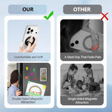 Double Sided Magnetic Silicone Ring Grip Phone Holder, Soft and Portable, Strong Magnetic Attraction, Compatible with iPhone 17/16/15/14/13/12