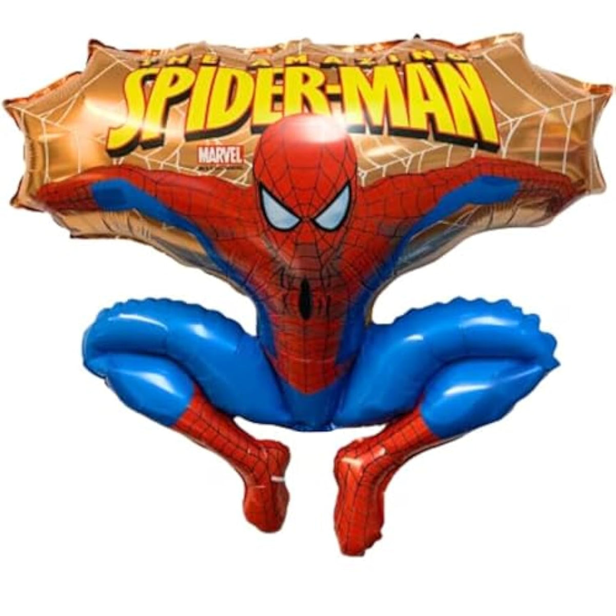 31 Inch Spider Man Jumping Shaped Character Foil Balloons - Kids Party Balloons (Gold)