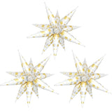 3 Pcs Platinum Polka Dot Star Foil Balloons 32-Inch White & Silver Decor