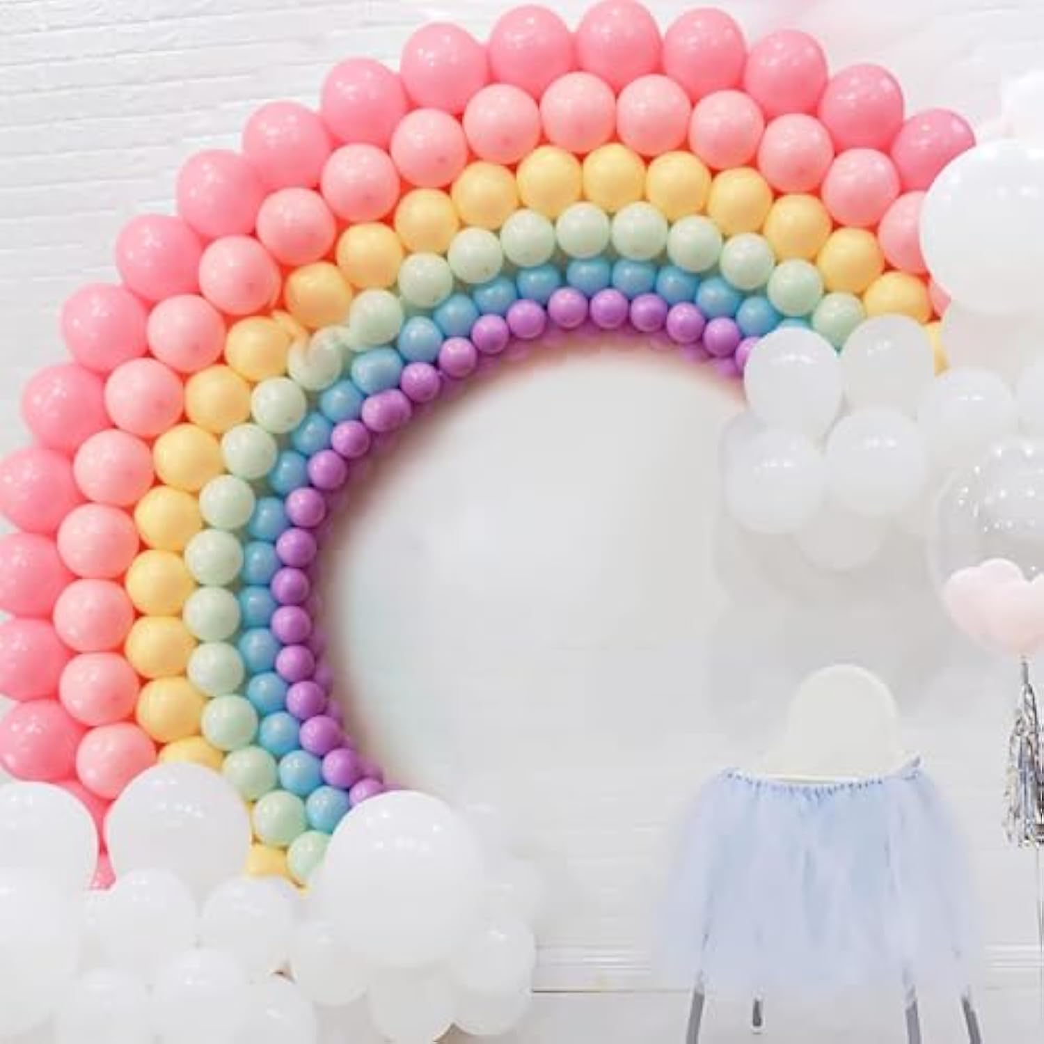 296PCS Rainbow Balloon Arch Kit – Pastel Latex & Confetti Balloons for Party Decorations