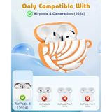 Cute Kawaii 3D Soft Silicone Case Cover with Keychain for AirPods 4, White Bread