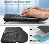 Ergonomic Keyboard With Cushioned Wrist Palm Rest, Multi-Device Wireless Bluetooth With Usb-A Usb-C Receiver Comfortable Ergonomic Split Keyboard, For Windows Computer Laptop Pc Tablet