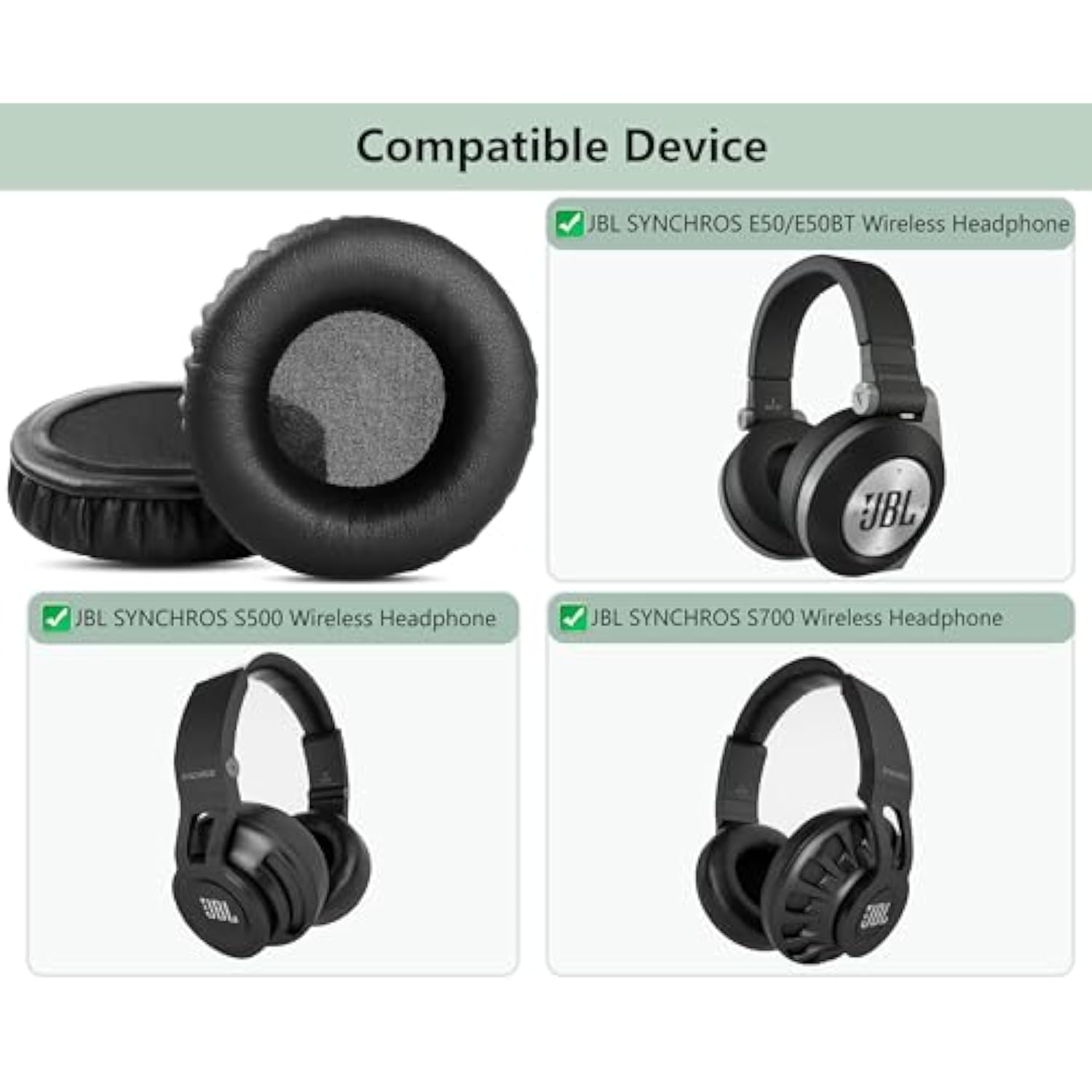 E50Bt Earpads Replacement Compatible With Jbl E50/Jbl E50Bt/Jbl S500/Jbl S700 Headphones Ear Pads Cushion(Protein Leather/Memory Foam)