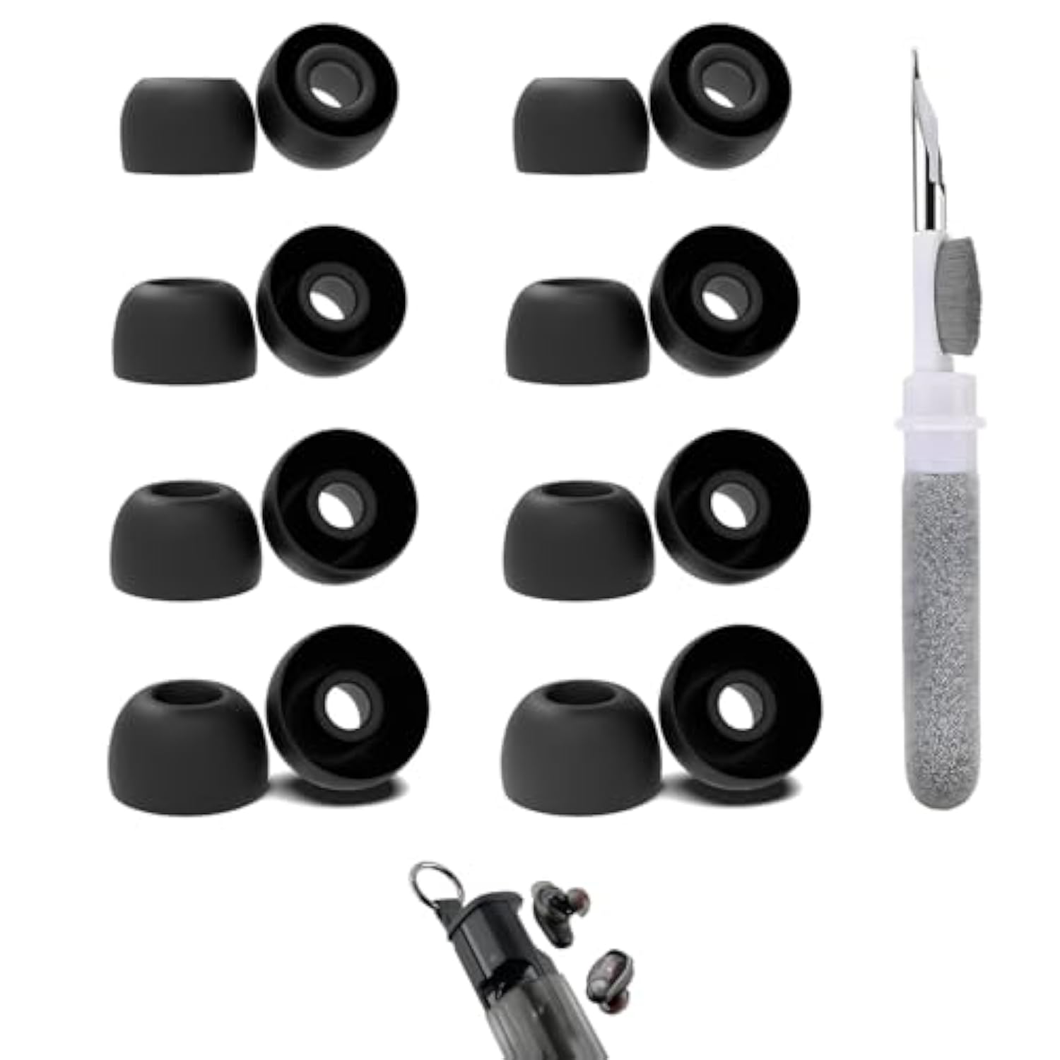 8 Pairs Replacement Silicone Ear Buds Tips Compatible With Skullcandy Dime 3/Jib/Dime Evo/Jib True 2/Smokin’ Buds/Mod/Grind, Rinsmola, Fits In Case, With 3-In-1 Cleaner Kit, Xs/S/M/L