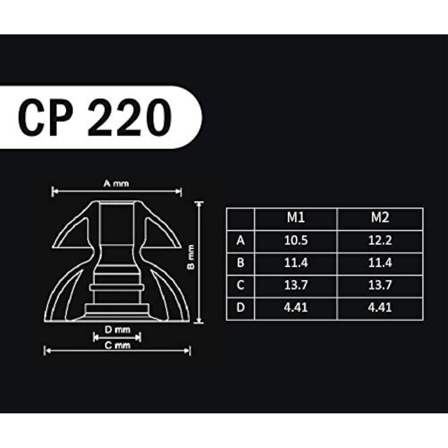 Cp220 – Patented Silicone Eartips For Replacement (2 Pairs) (4.4 Mm Nozzle Dia.)