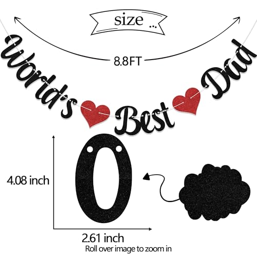 World's Best Dad Banner Happy Father's Day Decorations Father's Birthday Party Decorations Black & Red