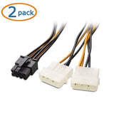 Cable Matters 2-Pack 8-Pin PCIe to Molex (2X) Power Cable 4 Inches