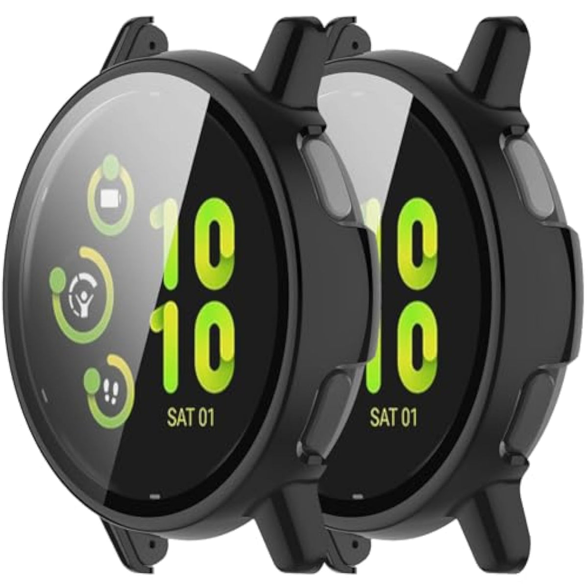 Intended For Garmin Vivoactive 5 Screen Protector With Tempered Glass Film Hard Pc Bumper Full Cover Shell Smartwatch Accessories For Garmin Vivoactive 5 Case (Black&Black)