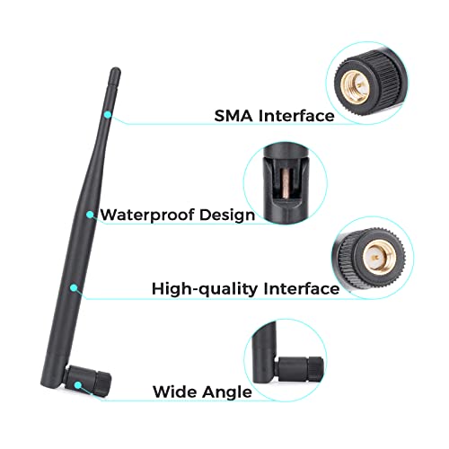 Bluetooth Antenna Wifi Sma Male Pc 2.4Ghz 6Dbi Single Band Boost Bluetooth Audio Range For Home Office Wireless Network Router Ip Camera Amplifier Wireless Range Extender 2 Pack (Sma-Male)
