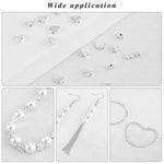 1200 Pieces Spacer Beads Set Star Round Ball Rondelle Faceted Spacer Heart Flower Flat Disc Loose Beads For Bracelet Charms Jewelry Making(White Gold)