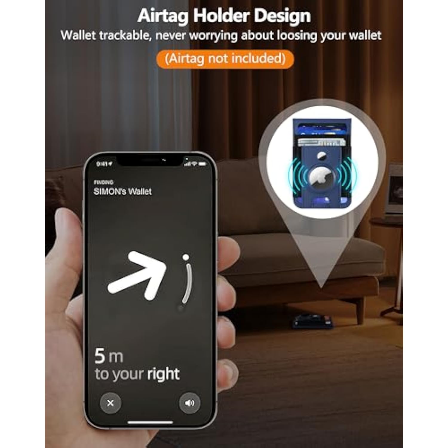 For Magsafe Wallet Stand With Airtag Holder, Strongest Magnetic Phone Wallet For 16/15/14/13/12 Series, Id Window, 4 Card Slots, 10 Cards Holder, Vegan Leather, Rfid Blocking, Navy Blue