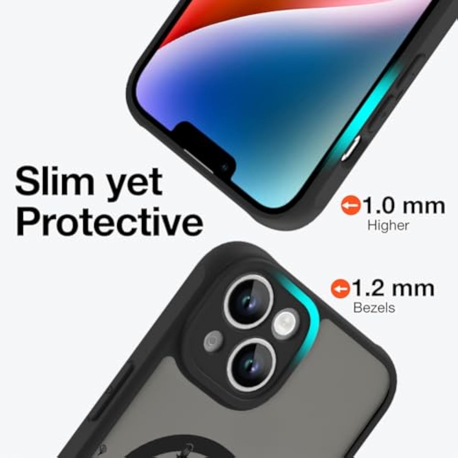 OOK Magnetic for iPhone 14 Case [Compatible with MagSafe] Black Wild Flower Slim Translucent Matte Case for iPhone 14 Case Camera Lens Protection Scratch-Resistant Cover, Black Wild Flower (6.1")