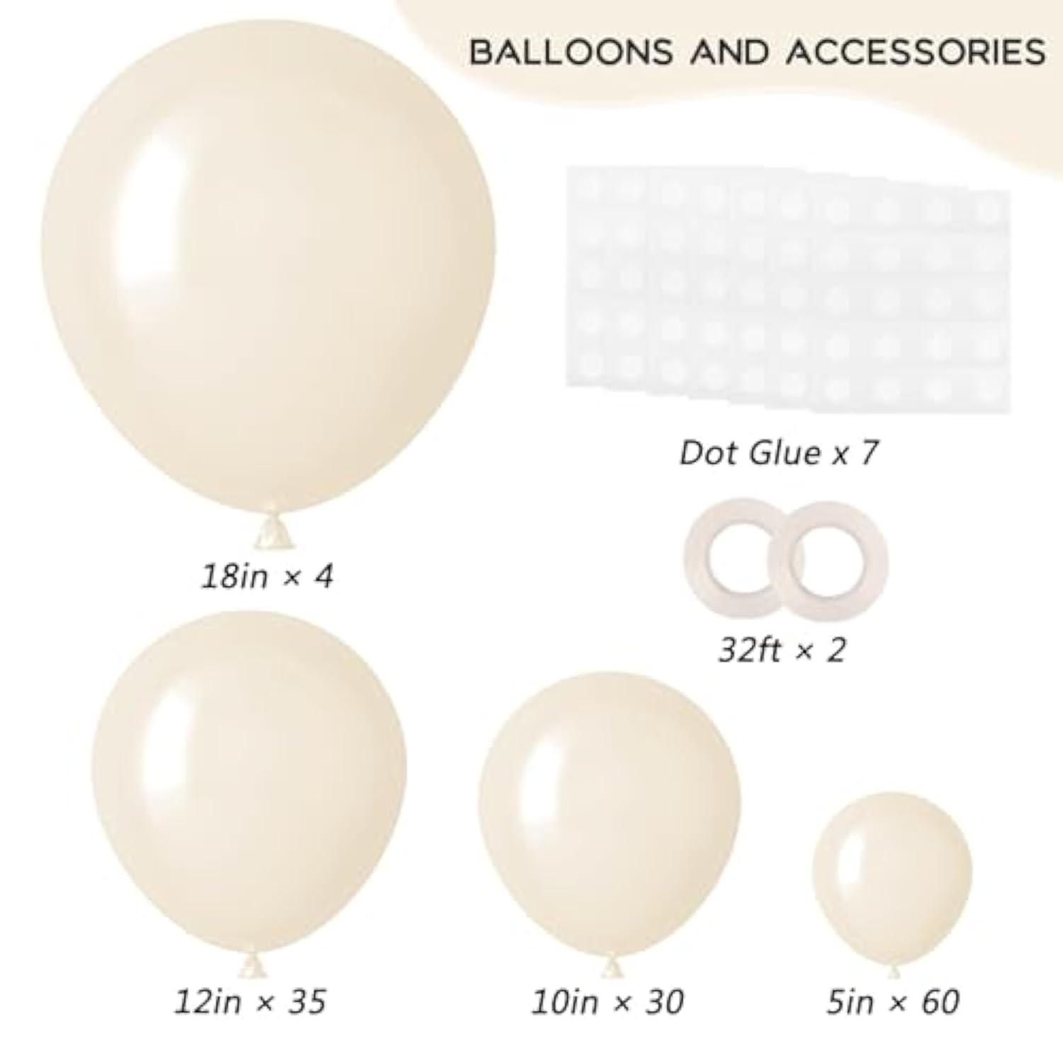 Ivory White Balloon Garland Kit: 129pcs Latex Balloons for Party Decor