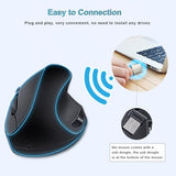 Ergonomic Wireless Mouse,Vertical Mouse 2.4Ghz Optical Mice With Adjustable Dpi For Carpal Tunnel Right Hand,Black