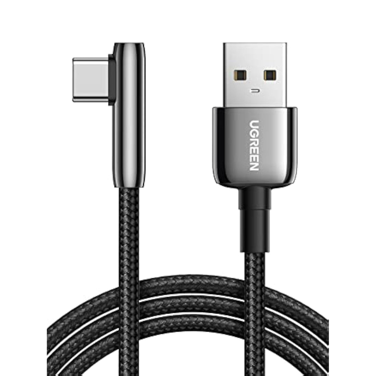 UGREEN USB C Cable Right Angle, USB A to USB C Cable 90 Degree Braided Cord Compatible with iPhone 15/15 Plus/15 Pro/15 Pro Max, iPad Pro/Air, Pixel 8/7, Galaxy S24/S23/S10 S10+ A13, 1.5FT
