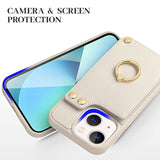 Wallet Case Compatible With Iphone 13, Case With Card Holder, Rfid Blocking Leather Cover 360°Rotation Ring Kickstand Protective Bumper Designed For Apple Iphone 13 6.1'' (2021) Beige