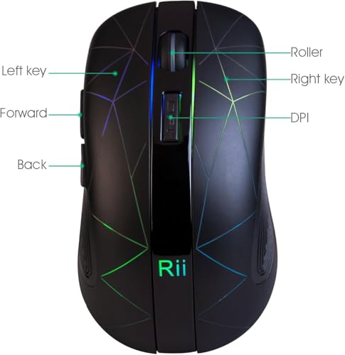Led Wireless Mouse,2.4G Ergonomic Optical Mouse With Usb Receiver,Rechargeable Portable Computer Mice For Pc,Mac,Tablet,Chromebook,Notebook,Laptop-Black (New)