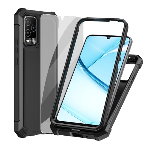 For Blu View 5 Pro Phone Case, Tracfone Blu View 5 Case With Screen Protector, Dual Layer Protection, Shockproof Corner Tpu Bumper, Heavy Duty Protective Phone Cover For View 5 Pro - Black