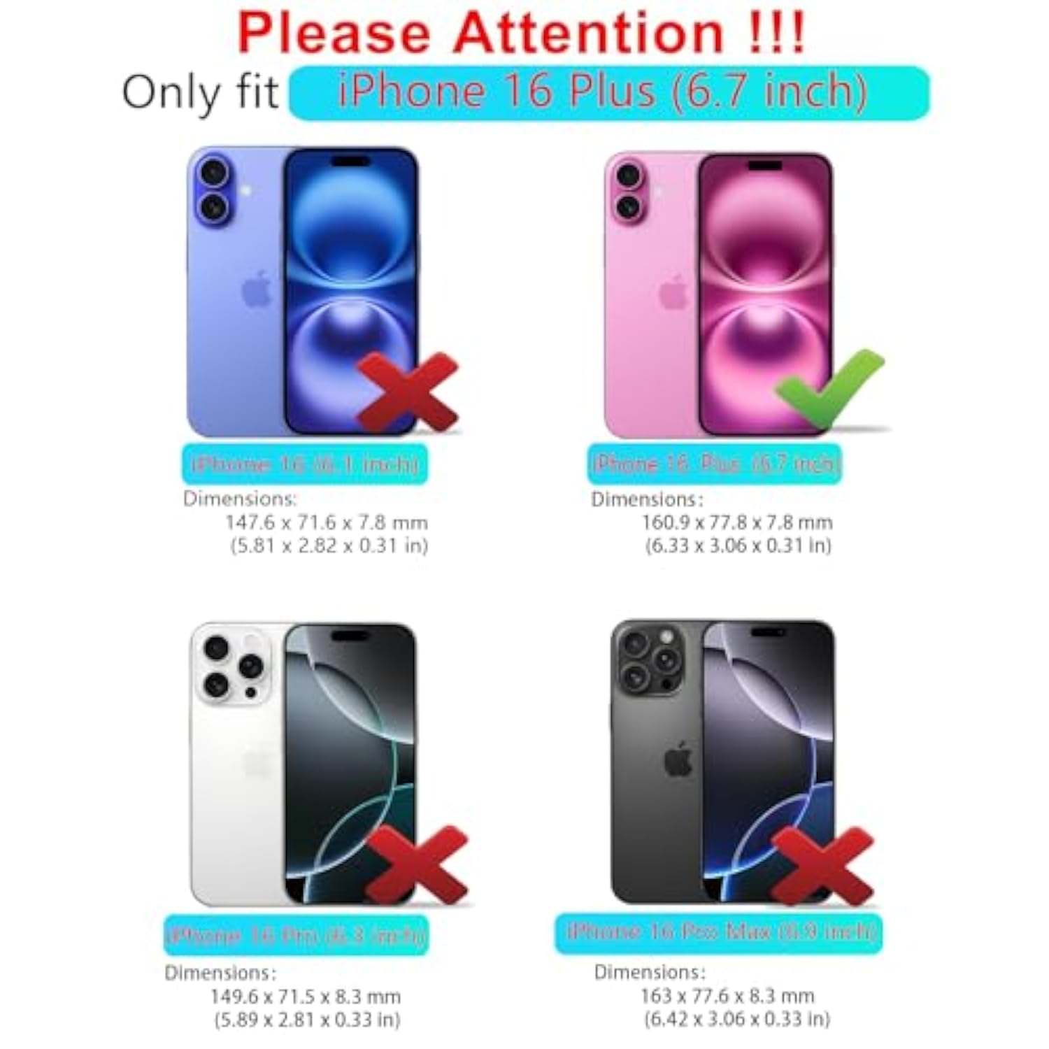 Phone Case For Iphone 16 Plus Case With Hd Screen Protector & Slide Camera Cover & Rotated Ring Kickstand, [Military-Grade] Phone Case For Iphone 16 Plus (6.7‘’) (Red)