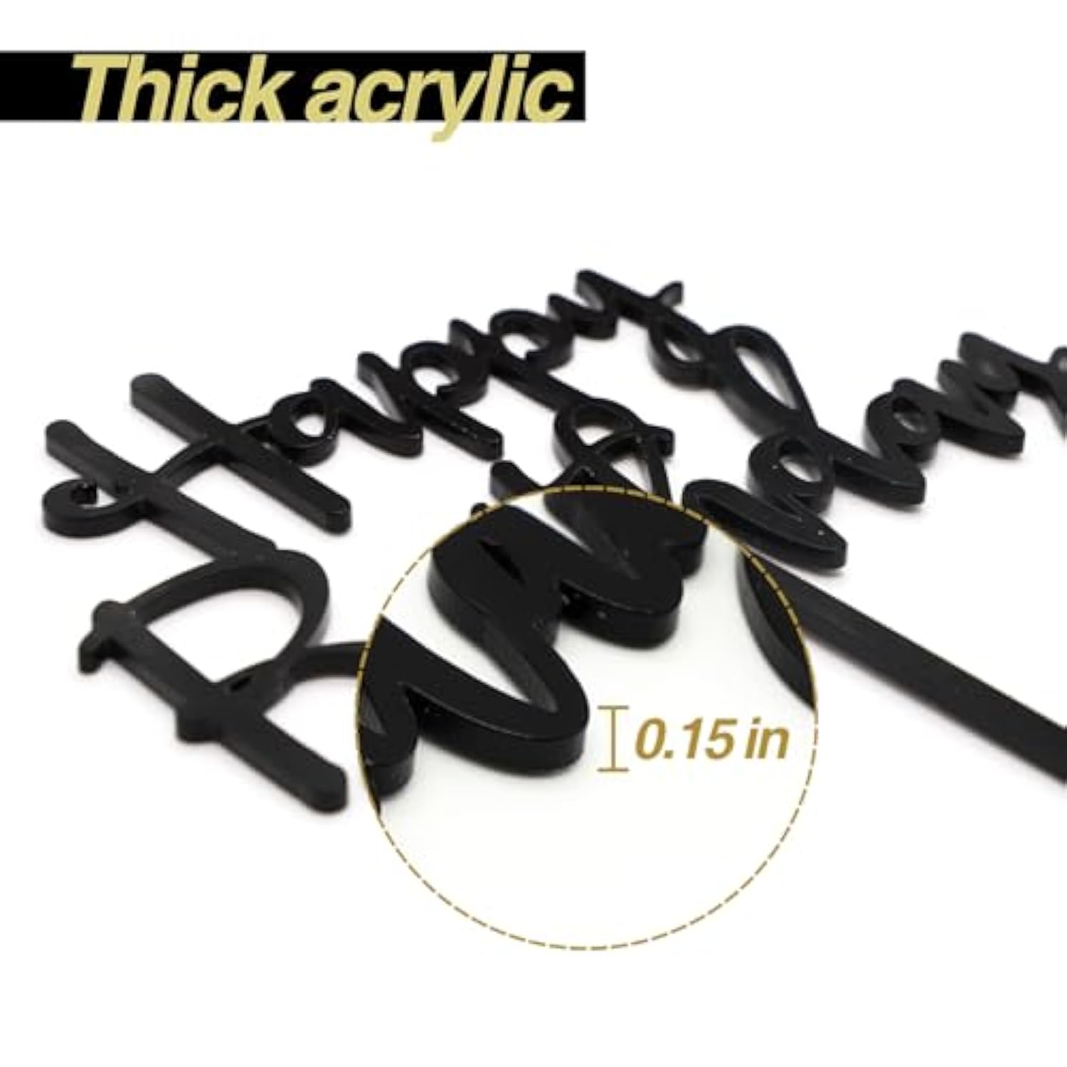 Happy Birthday Cake Topper, Black Acrylic Versatile Cake Topper For Birthday Party Decoration Ideas, Perfect Keepsake For Your Family And Friends