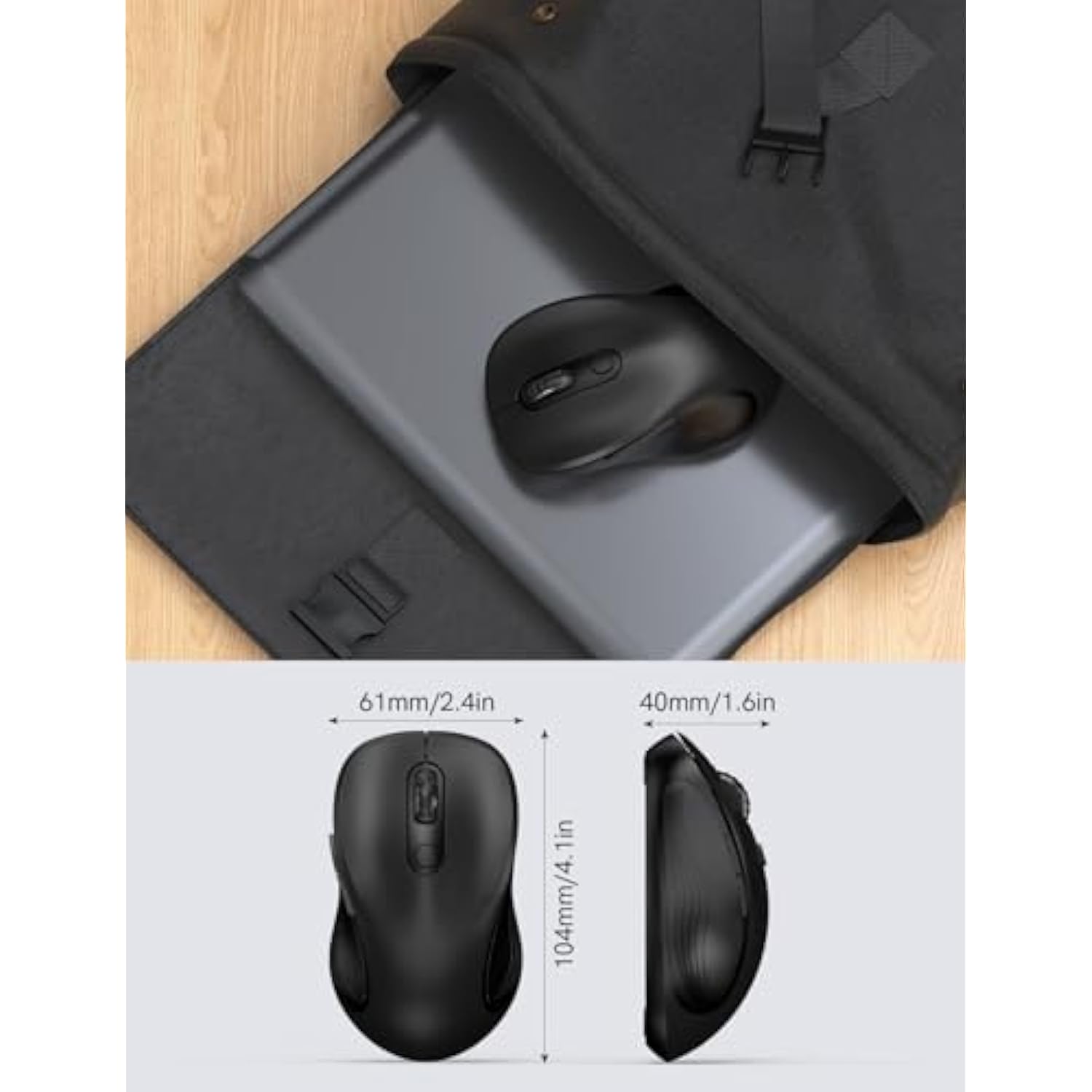 Wireless Mouse For Laptop, 2.4Ghz Ergonomic Computer Mouse With Back & Forward Buttons, 3 Adjustable Dpi Levels, 6 Buttons, Optical Usb Cordless Mice For Windows Pc (Ink Black, 1 Pack)