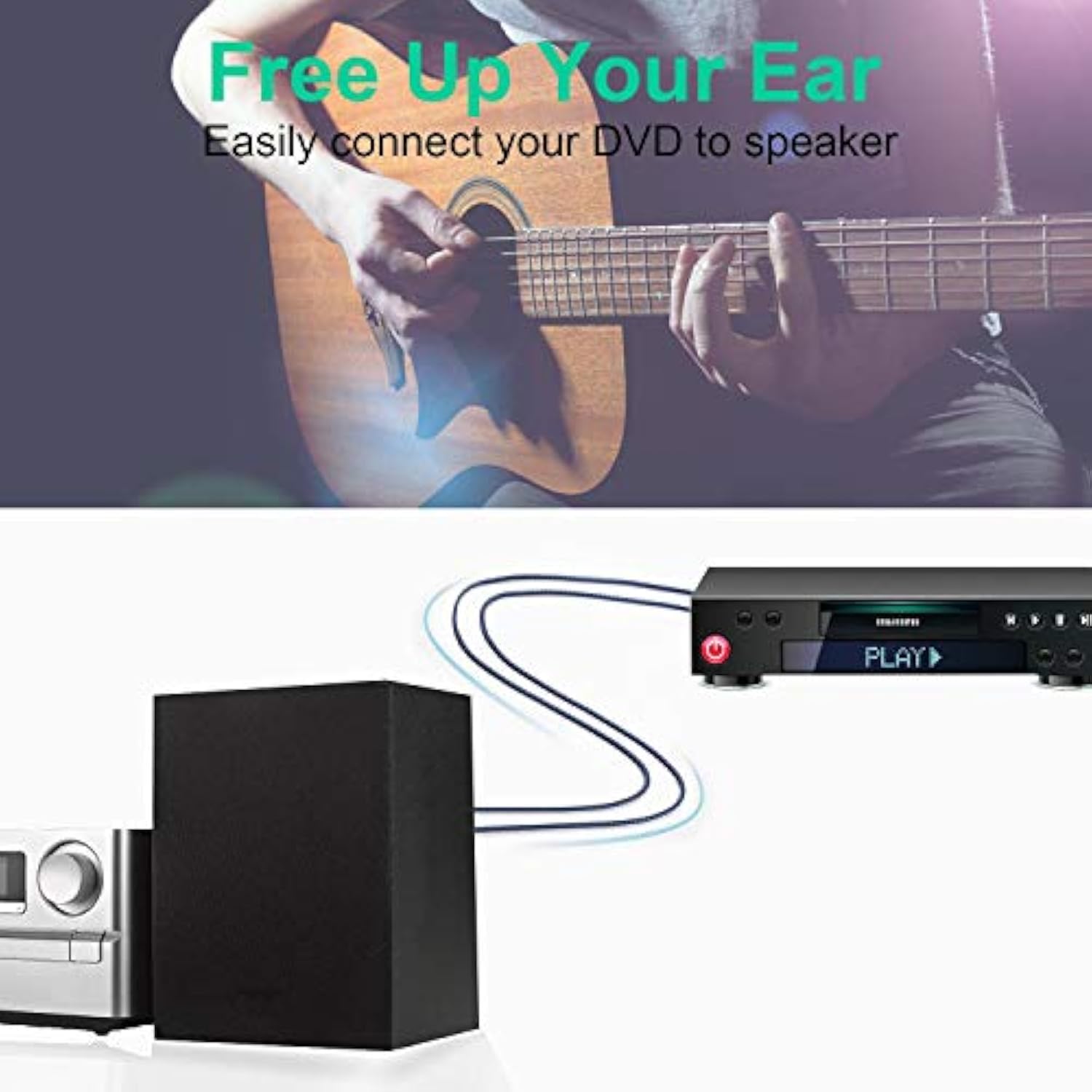 Nc Xiqn Rca Cable 3Ft. 2Rca Male To 2Rca Male Stereo Audio Cable Nylon Braided