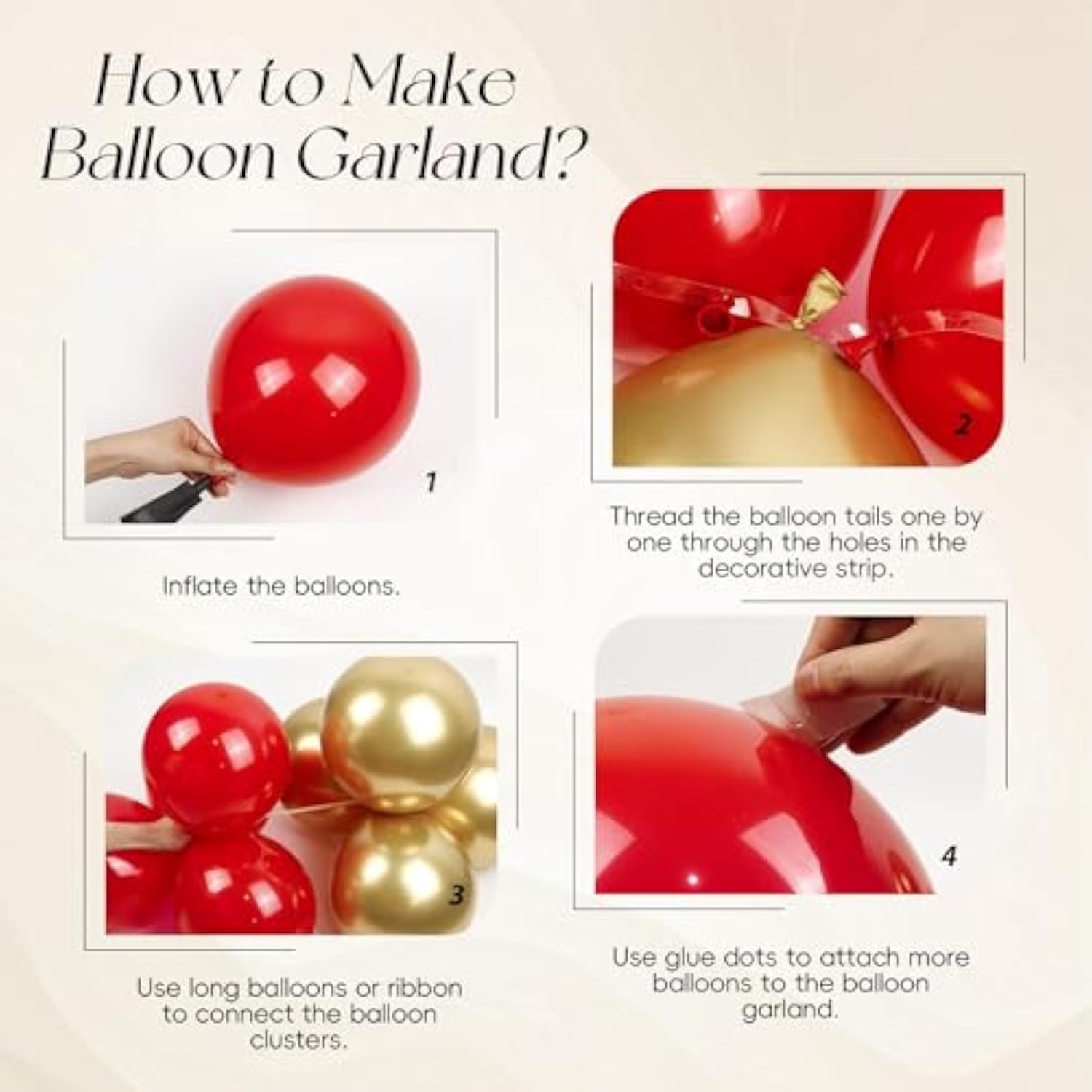 147 Pcs Red, Black & Gold Balloon Arch Kit Casino & Hollywood Party Decor