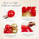 147 Pcs Red, Black & Gold Balloon Arch Kit Casino & Hollywood Party Decor