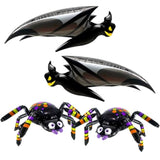 4Pcs Halloween Foil Balloons - 2 Giant Spiders & 2 Bats for Party and Birthday Decorations