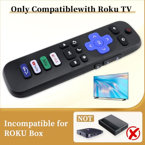 Replacement Remote Control for Roku TVS, Compatible with TCL Roku, Hisense Roku, Onn Roku Smart TVs (Not for Roku Stick, Box or Player)