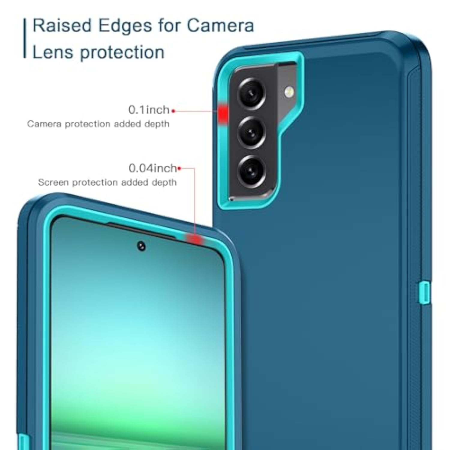 For Samsung Galaxy S21 Fe 5G Case Shockproof Dust/Drop Proof 3-Layer Full Body Protection [Without Screen Protector] Rugged Heavy Duty Cover Case For Galaxy S21 Fe 6.4",Turquoise