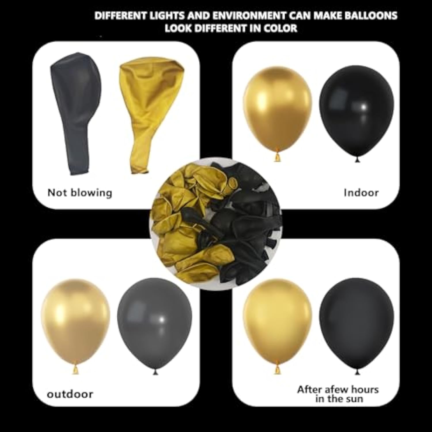 Black & Gold Balloon Arch Kit - 134pcs for Graduation, New Year, Birthday and More