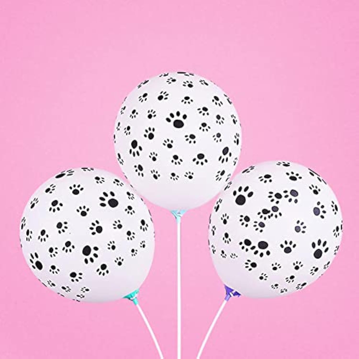 Paw Prints-A-Round Biodegradable Latex Balloons, White With Black Paw Prints All-Around, 11-Inch (12-Units)