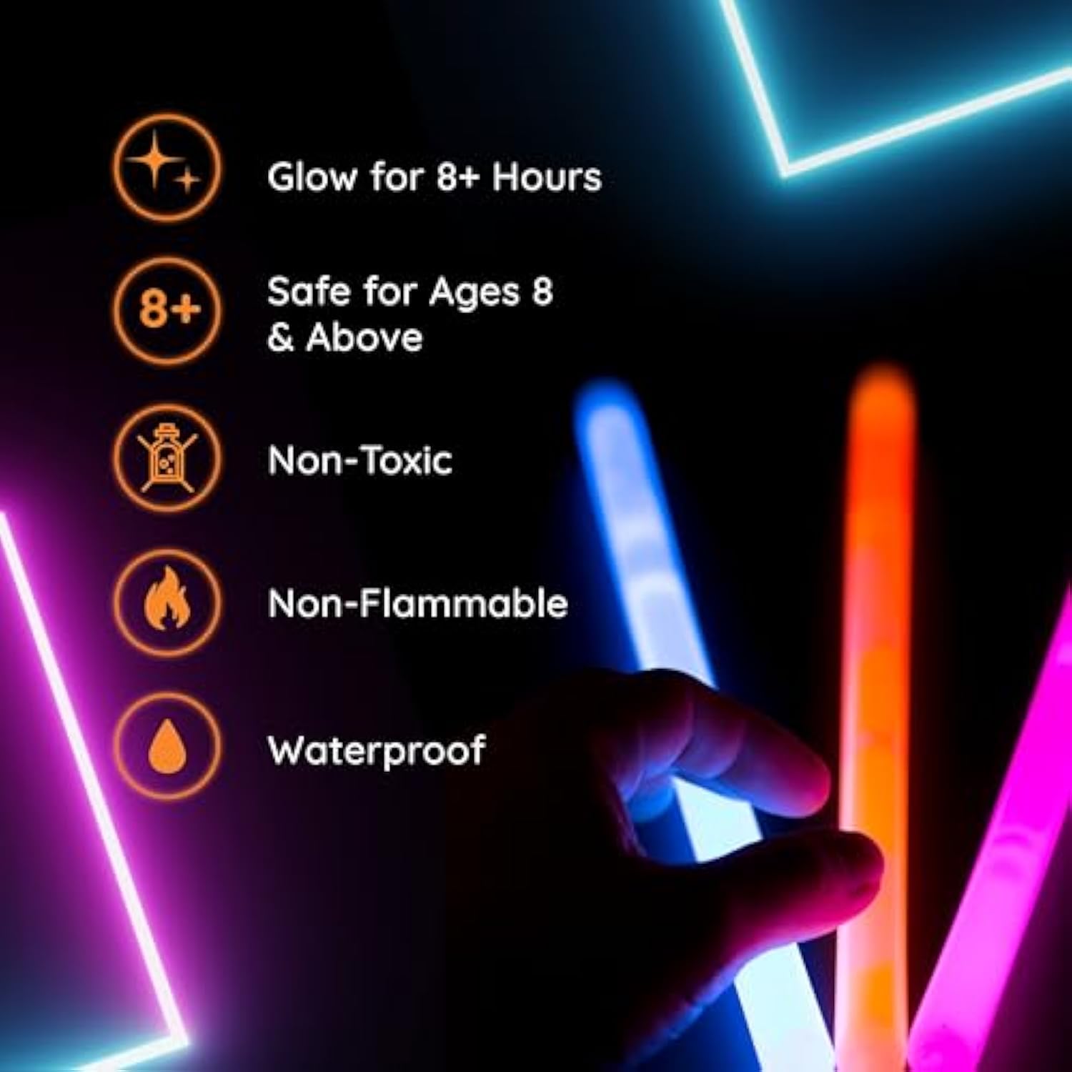 100pcs 6in Blue Glow Sticks with End Caps & Lanyards for Party Favors