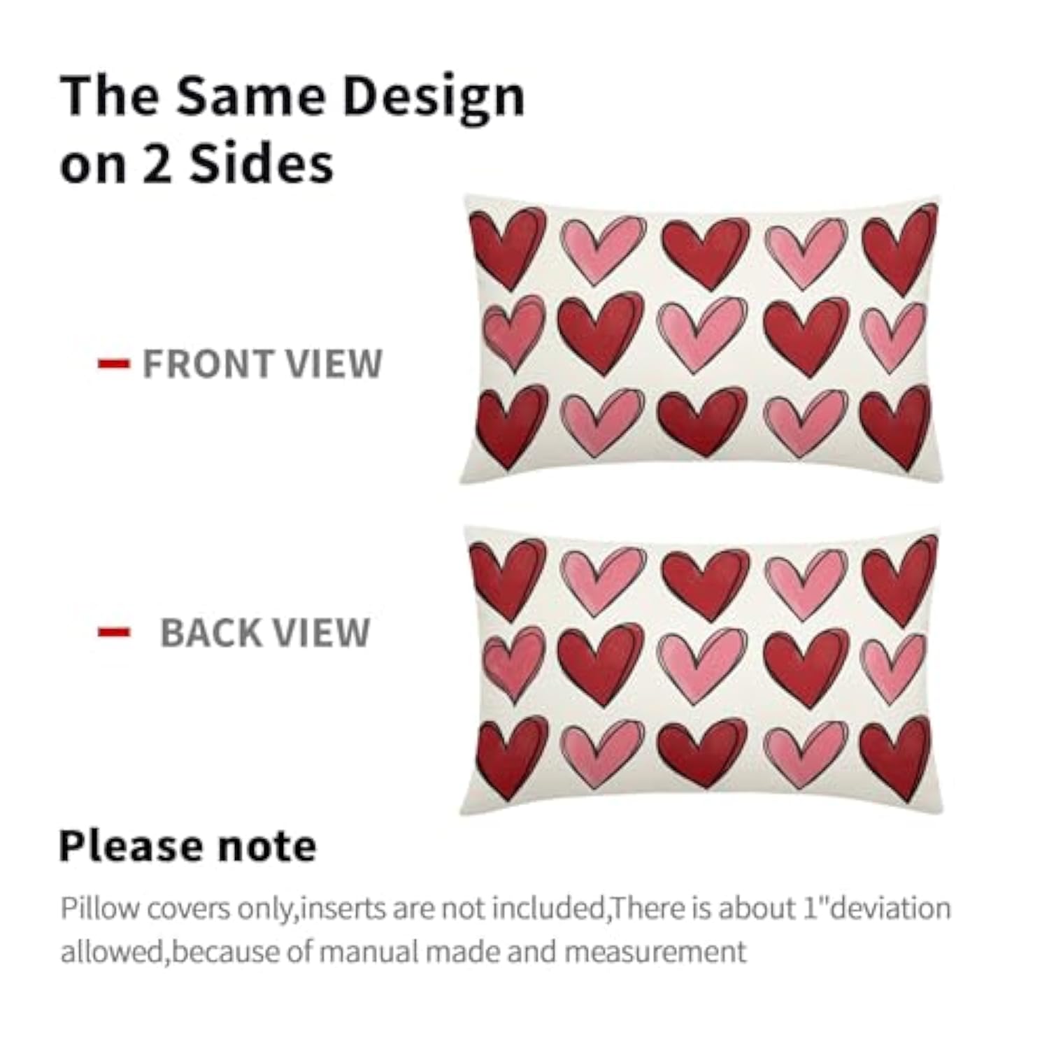 Valentines Day Lumbar Pillow Covers 12X20 In Red Pink Heart Valentine'S Day Decorative Pillow Cases Anniversary Wedding Cotton Linen Throw Pillows Set Of 2 Holiday Home Decor For Sofa Couch Outdoor