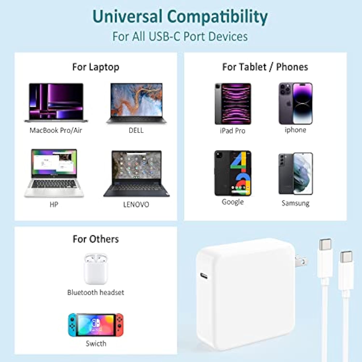 Mac Book Pro Charger,96W Usb C Fast Laptop Charger Power Adapter For Macbook P
