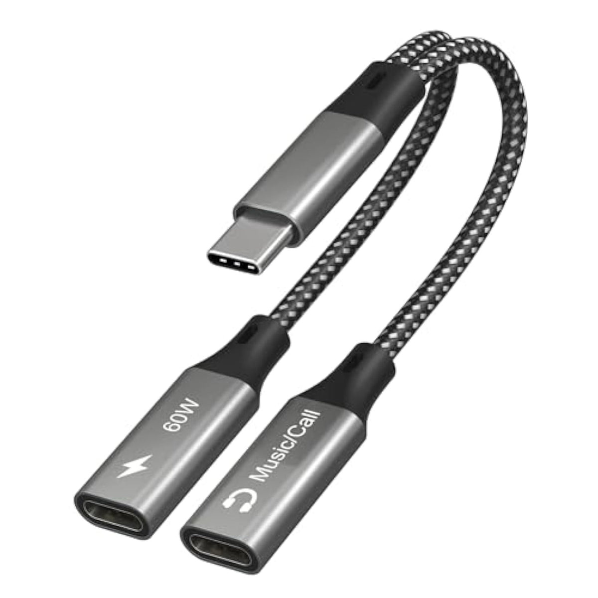 Dual Usb-C Headphone And Charger Adapter - 1 In 2 Out Usb C Splitter With 60W Fast Charging And Audio Adapter For Iphone 16 15 Ipad Huawei Galaxy Pc, Type-C To Headphone Splitter For Call & Music