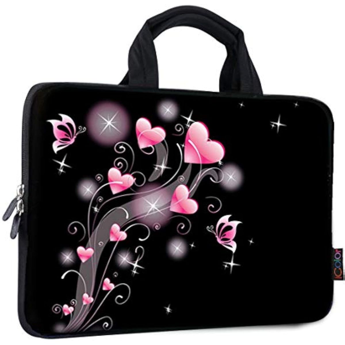 14 15 15.4 15.6 Inch Laptop Bag Case Handle Chromebook Case Sleeve Computer Protect Case Pouch Holder Notebook Sleeve Neoprene Chromebook Cover Soft Carring Travel Case Pink Heart Icb-19