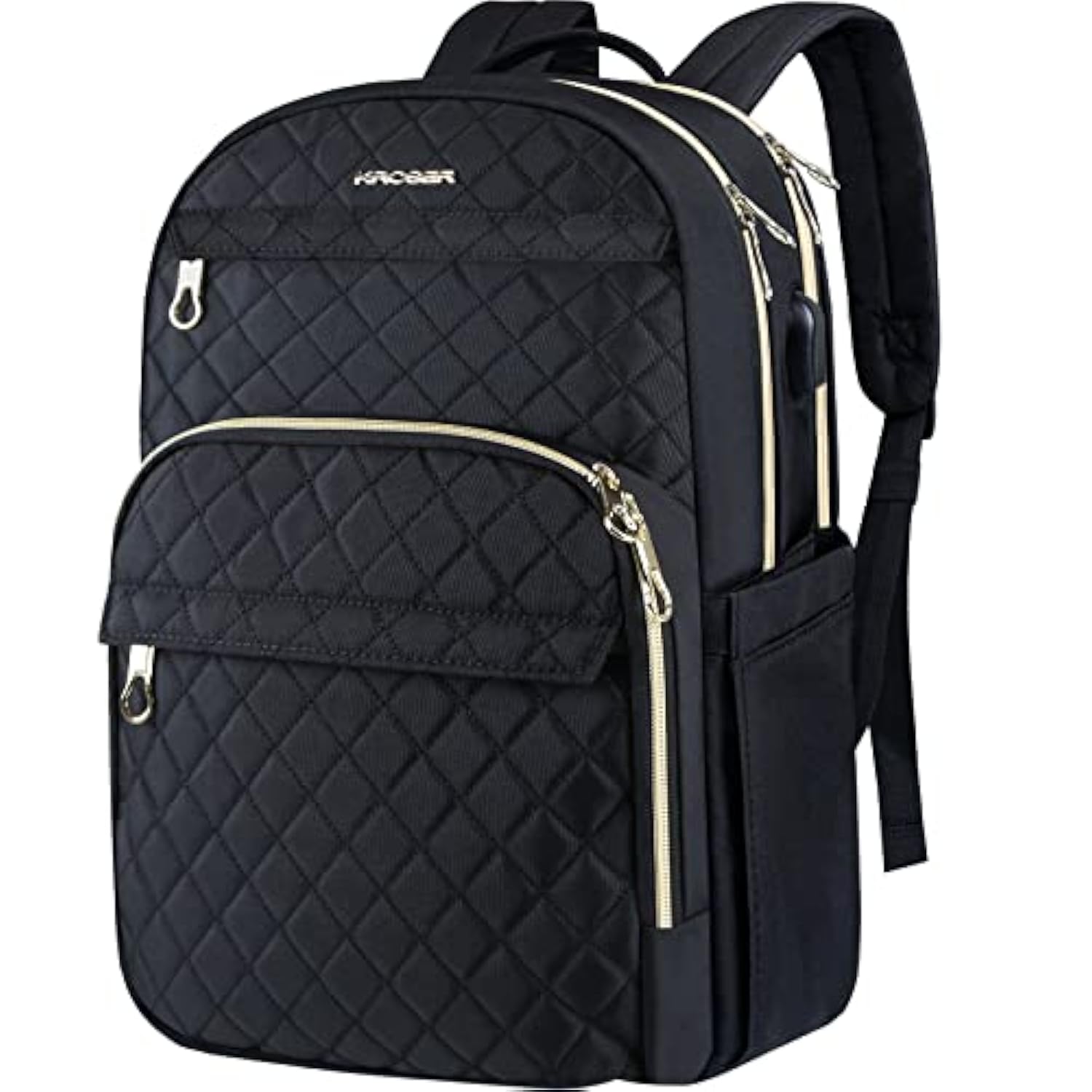 Laptop Backpack 15.6 Inch Stylish Daypack With Usb Charging Port, Waterrepellent Nylon Backpack Backpack For Travel/Business/Women/Black