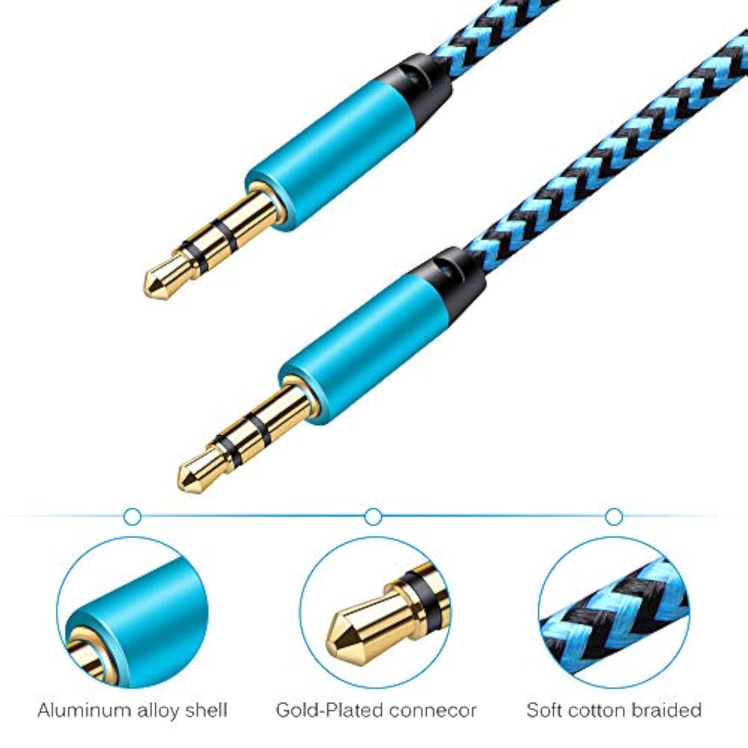 Aux Cord For Car, 6 Pack 3.5Mm Auxiliary Audio Cable, Braided Stereo Aux Chords Compatible Headphone Car, Iphone, Ipod, Ipad, Samsung Galaxy, Htc, Lg, Google Pixel, Tablet & More