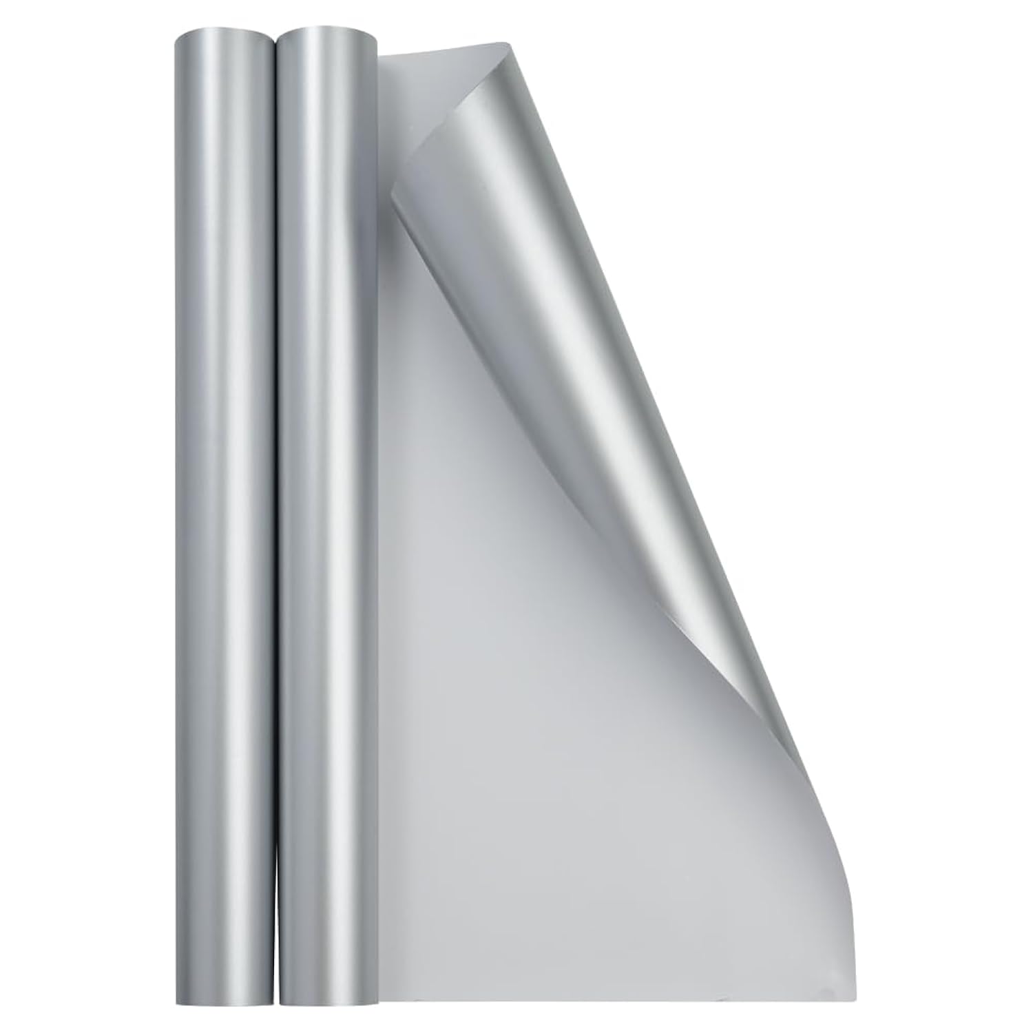 Gift Wrap - Matte Wrapping Paper - 52.6 Sq Ft Total (17 In X 18 Ft Each) - Matte Silver Foil - 2 Rolls/Pack