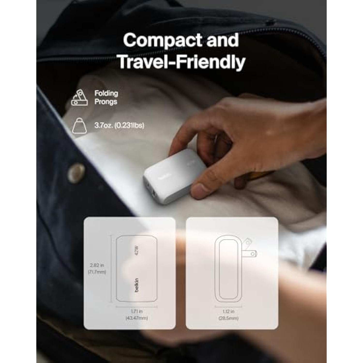 Belkin BoostCharge 42W Dual Port Wall Charger, USB-C + USB-A Charger Fast Charging for iPhone 16, 15, 14, 13, Pro, Pro Max, iPad, AirPods, Samsung Galaxy S25, Nintendo Switch 2 & More - White