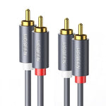 UGREEN RCA Cable, 6.6FT 2RCA Male to 2RCA Male Stereo Audio Cable Gold Plated Car Subwoofer Adapter Dual Shielded Red and White Cord for Home Theater Amplifier Hi-Fi System Car Audio Speaker