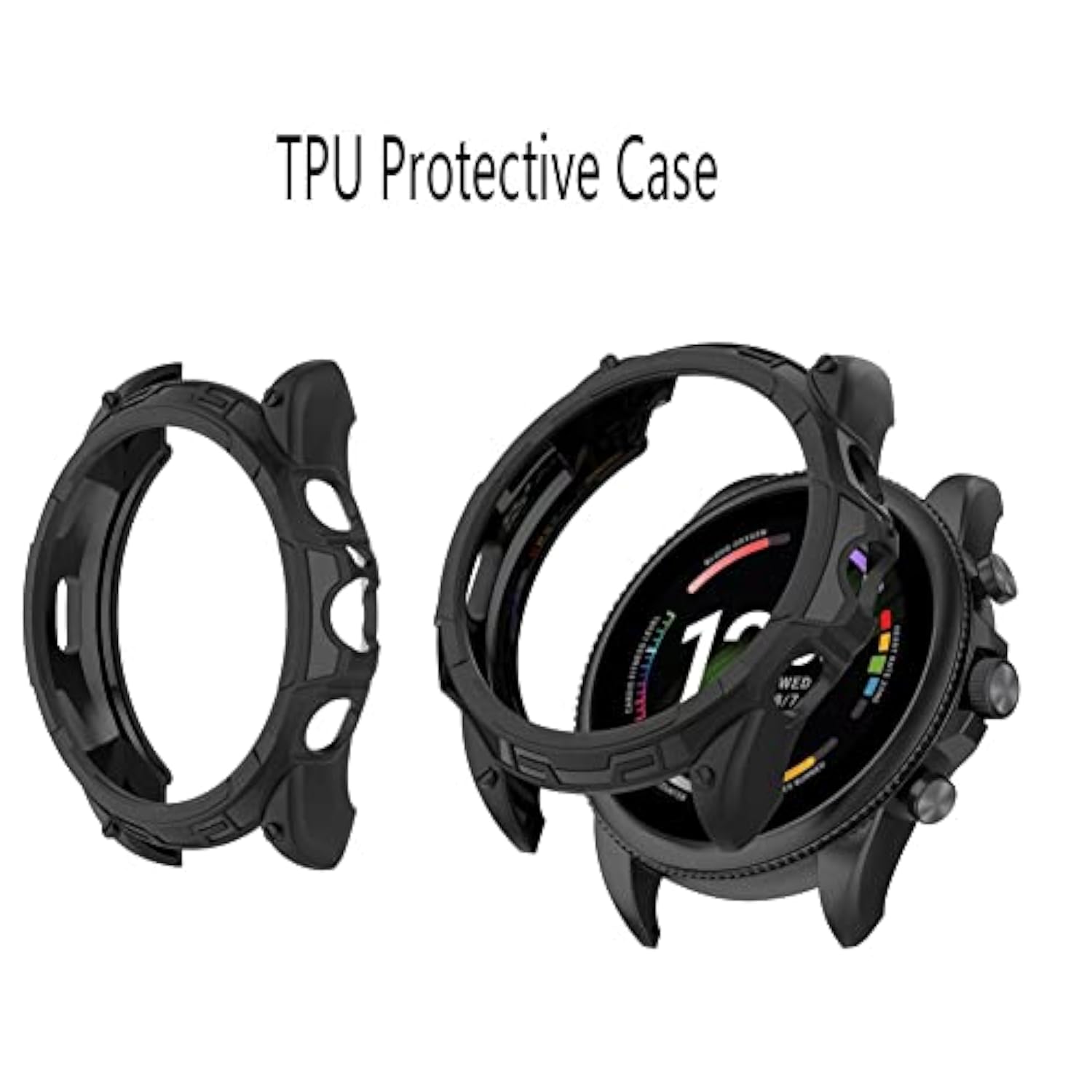 Watch Screen Protector (3+1Pack) Compatible With Fossil Gen 6 44Mm, Tempered Glass Film Anti-Scratch High Definition Full Coverage And Soft Tpu Protective Case, Black