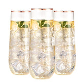 24 Pack Rose Gold Plastic Champagne Flutes - 9 Oz Disposable Champagne Glasses - Stemless Mimosa Glass For Parties & Weddings & Birthdays