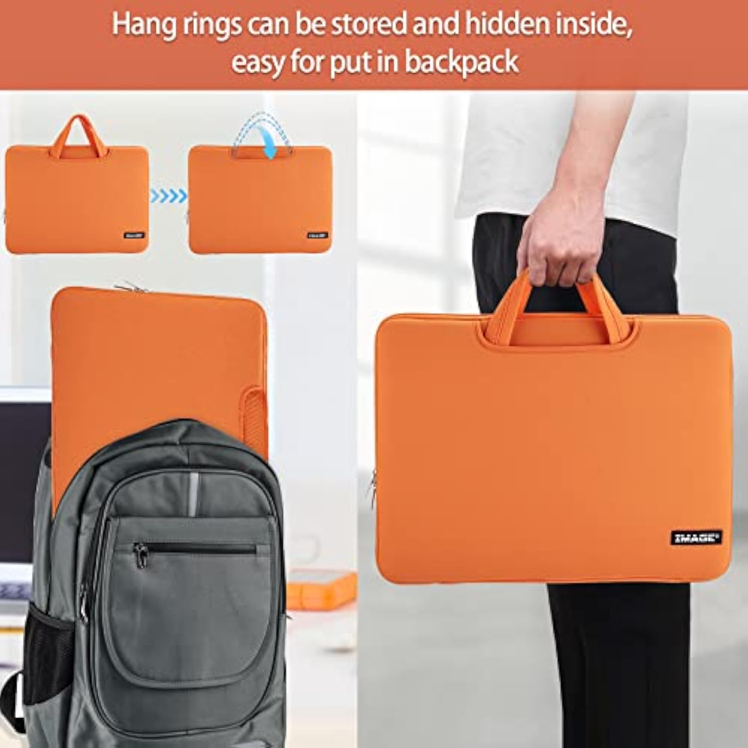 IMAGE A4 Protective Case with Pockets, Carrying Bag for Travel, Storage Cover, Compatible with A4 Tracing LED Light Pad, Coloring Board & Laptop, Notebook, Most Tracing Light Tables - Orange