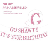 Pink Go Sha It'S Your Birthday Banner - No Diy - Hip Hop Theme Glitter Happy Birthday Banner - Pre-Strung - Funny 30Th/40Th/50Th Birthday Party Decorations