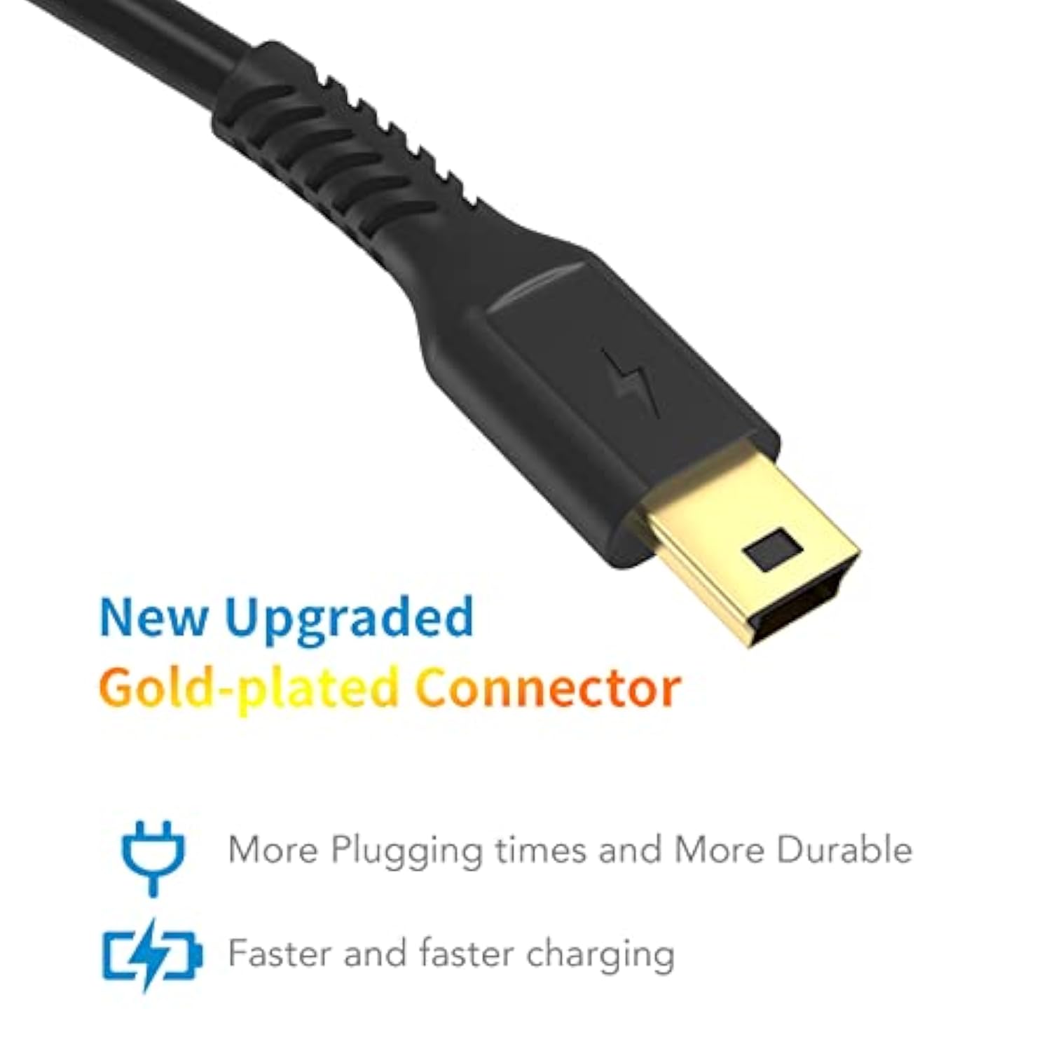 3Ft Mini Usb Cable, Standard Usb 2.0 To Mini B Male Charger Cord Durable Usb Mini To Usb Charging Cable Compatible With Ps3 Controller, Mp3 Player, Camera, Dash Cam, Garmin Gps, Hero 3+(Black)